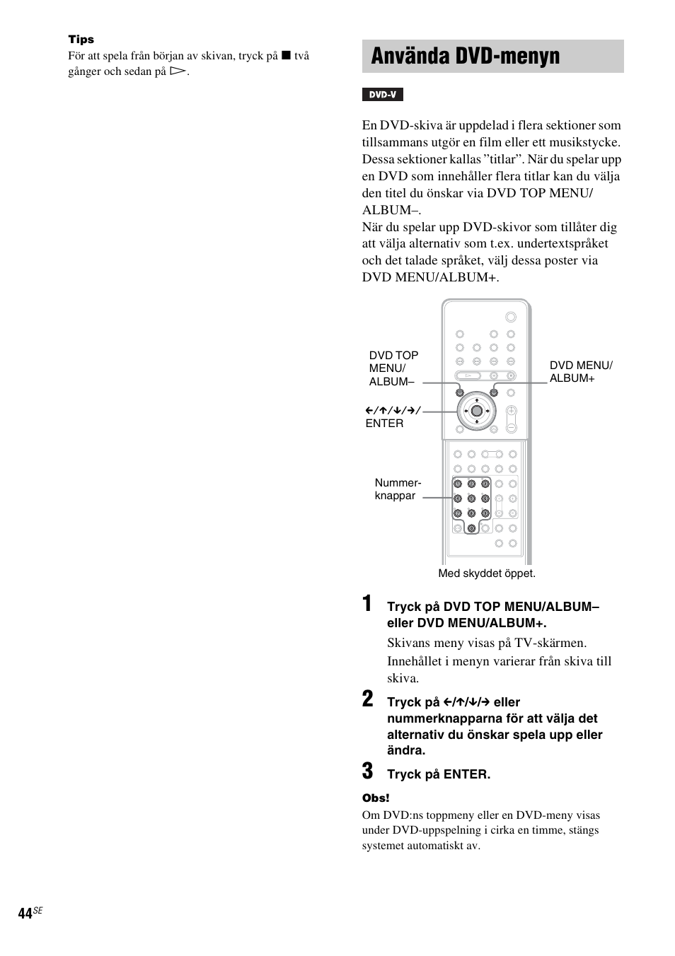 Använda dvd-menyn, Dvd: sid. 44) | Sony DAV-LF1 User Manual | Page 284 / 488