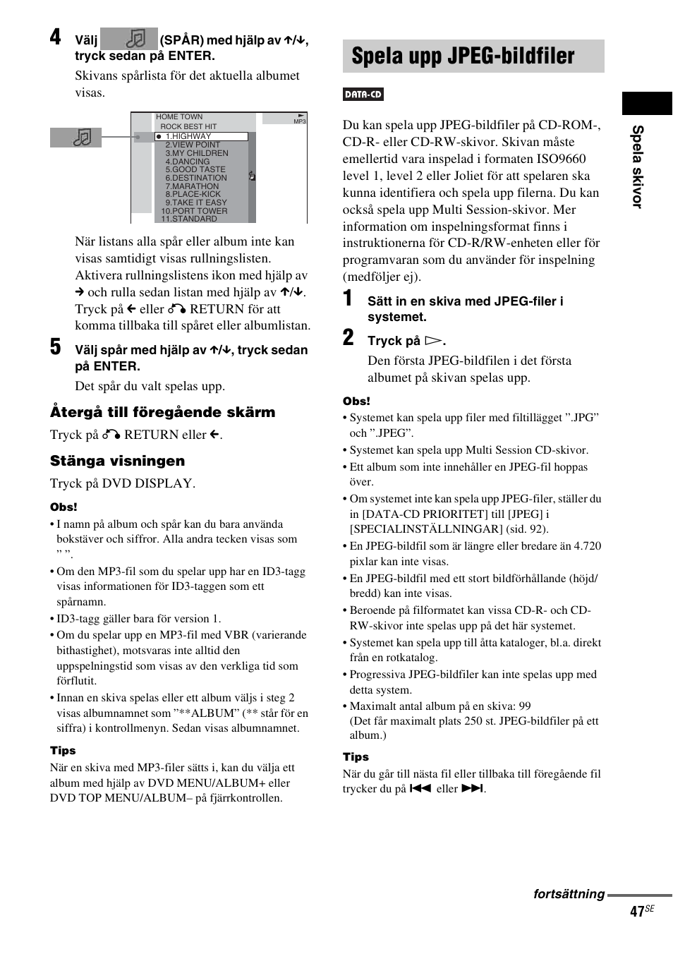 Spela upp jpeg-bildfiler | Sony DAV-LF1 User Manual | Page 287 / 488