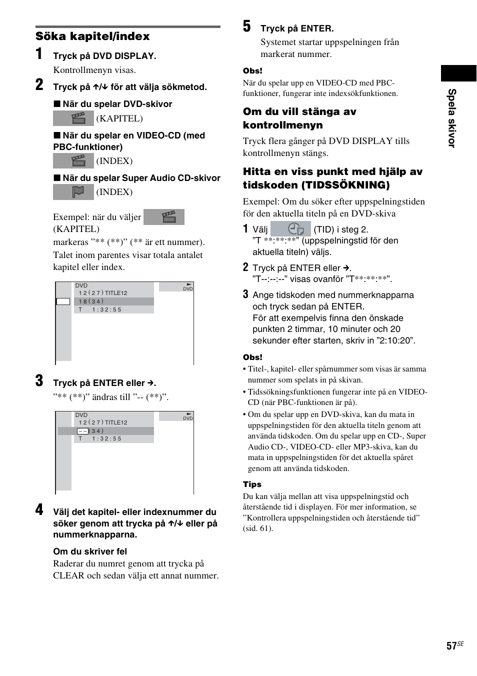 Sid. 57), Cd) (sid. 57), D (sid. 57) | Söka kapitel/index | Sony DAV-LF1 User Manual | Page 297 / 488