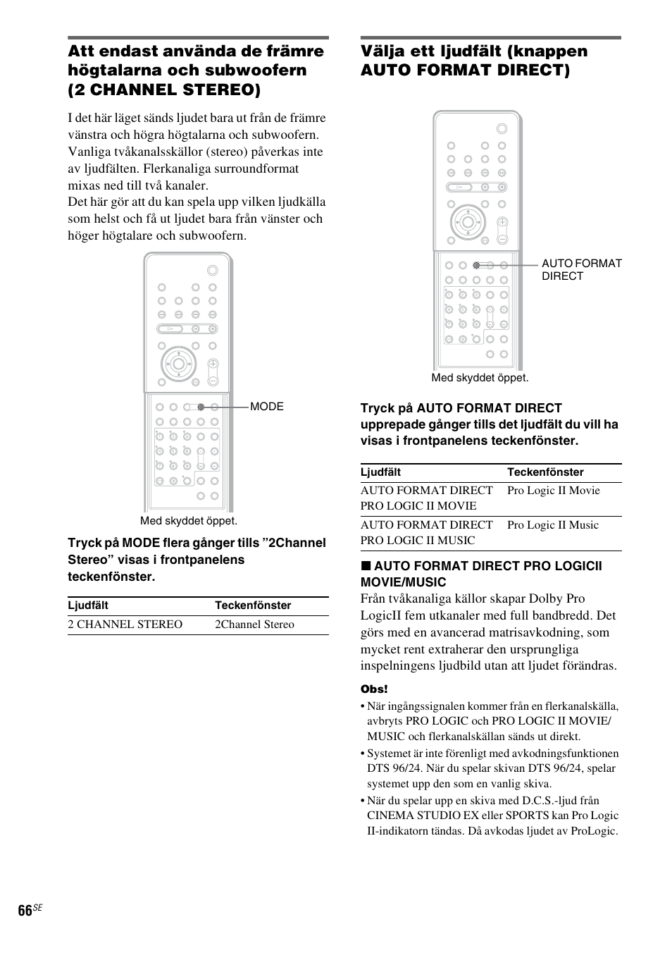 Välja ett ljudfält (knappen auto format direct) | Sony DAV-LF1 User Manual | Page 306 / 488