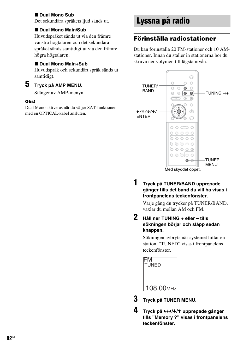 Lyssna på radio | Sony DAV-LF1 User Manual | Page 322 / 488