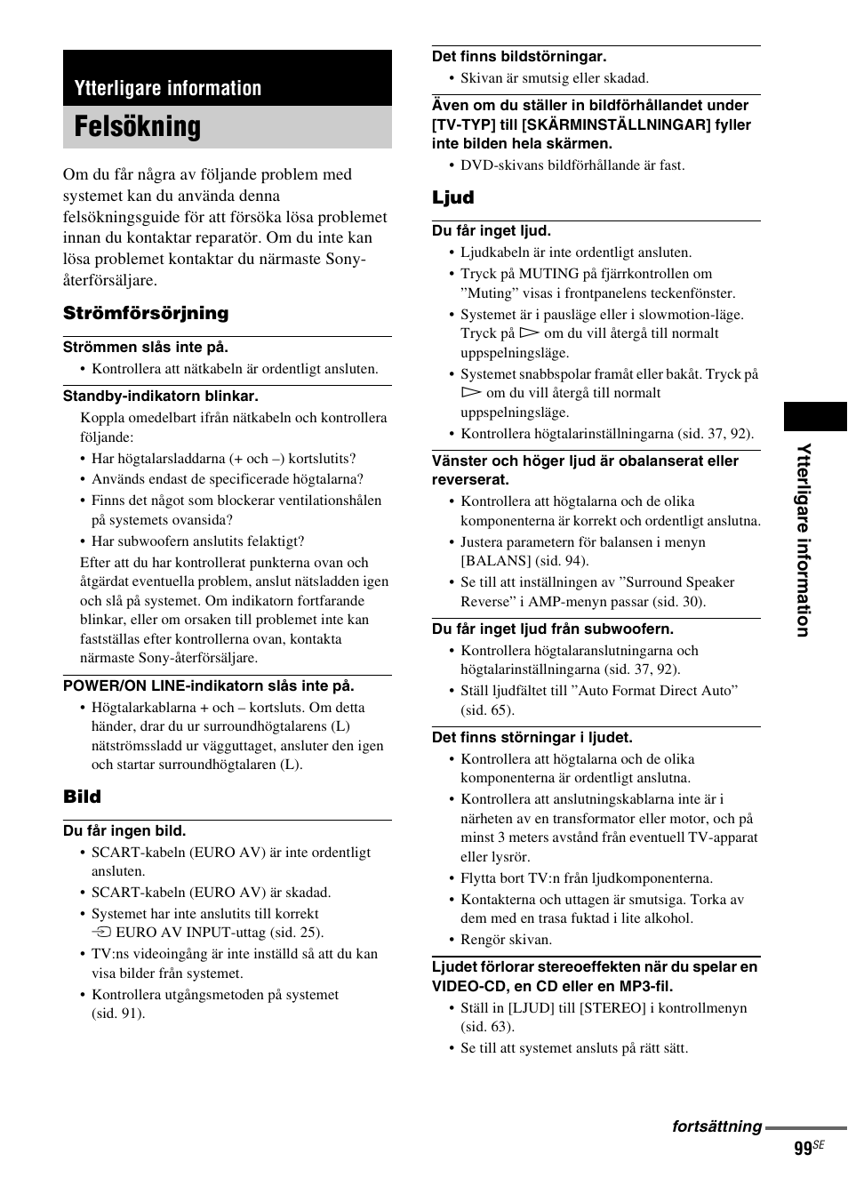 Ytterligare information, Felsökning | Sony DAV-LF1 User Manual | Page 339 / 488