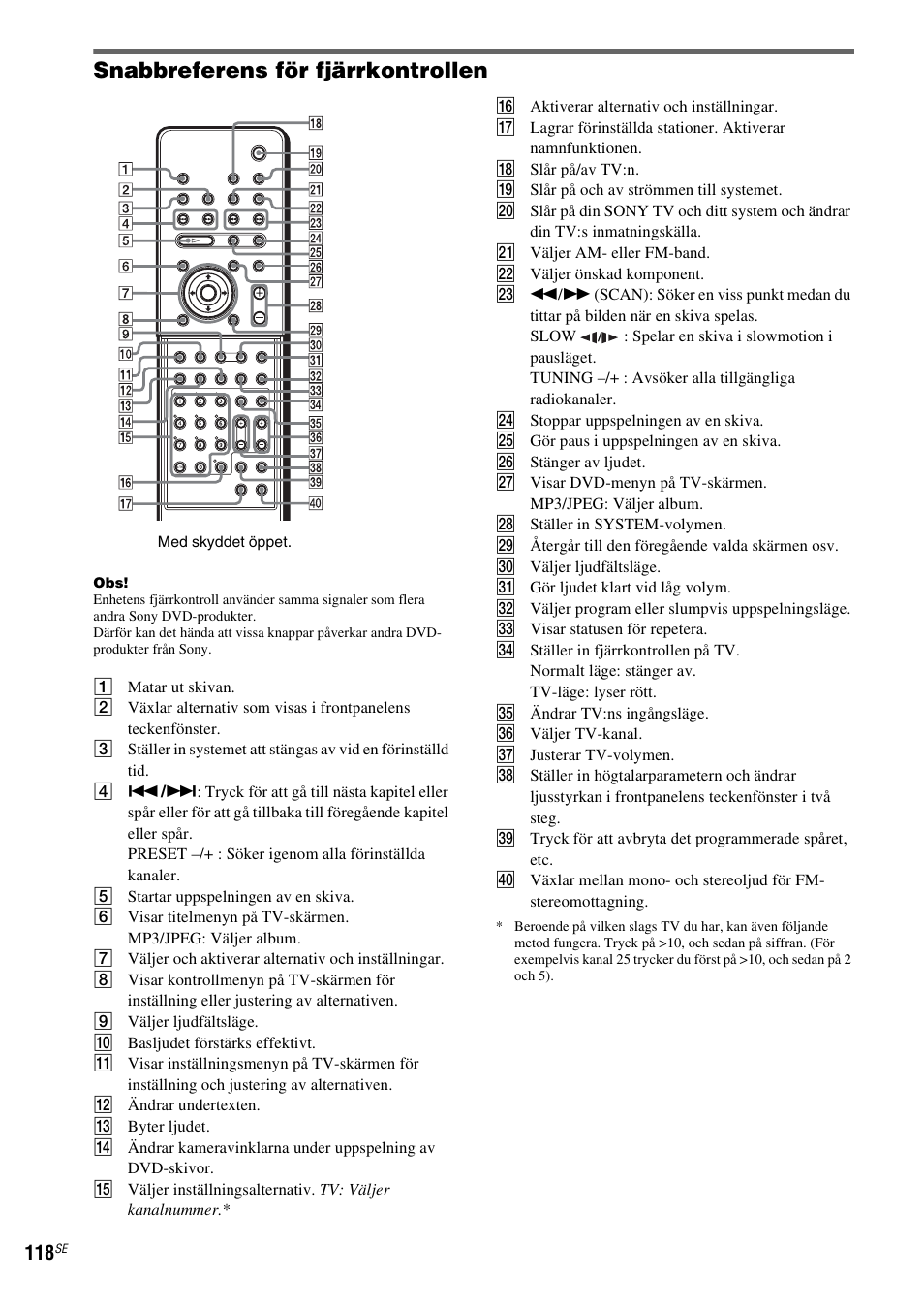 Snabbreferens för fjärrkontrollen | Sony DAV-LF1 User Manual | Page 358 / 488