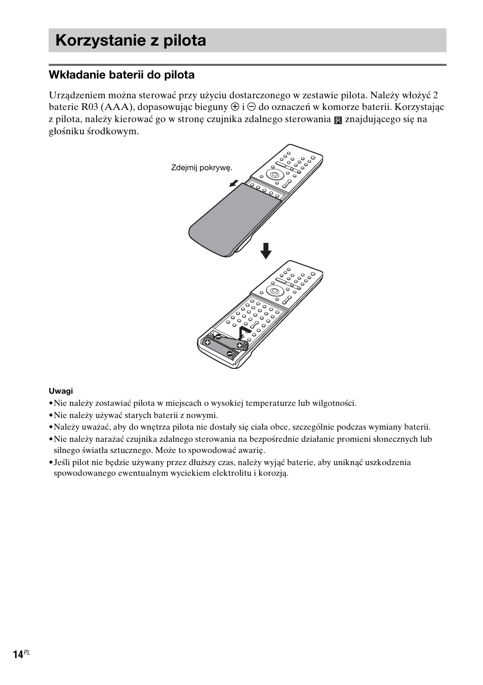 Korzystanie z pilota, Wkładanie baterii do pilota | Sony DAV-LF1 User Manual | Page 372 / 488