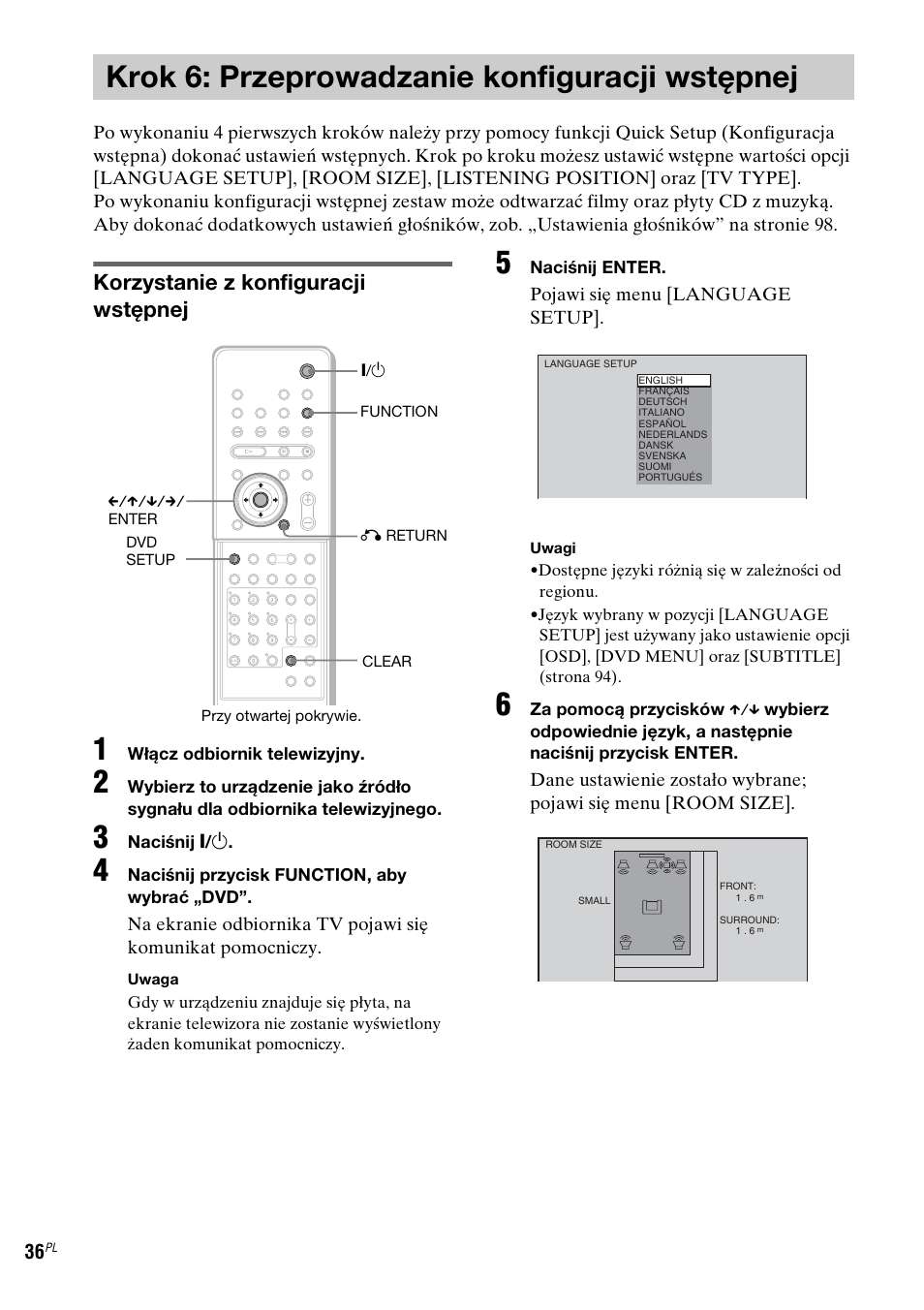 Krok 6: przeprowadzanie konfiguracji wstępnej, Krok 6: przeprowadzanie konfiguracji, Wstępnej | Korzystanie z konfiguracji wstępnej | Sony DAV-LF1 User Manual | Page 394 / 488