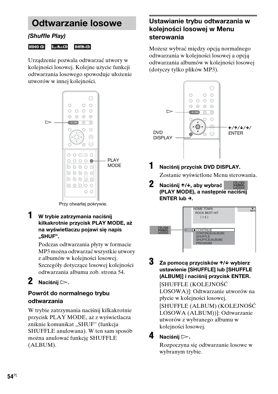 Odtwarzanie losowe, Shuffle play) | Sony DAV-LF1 User Manual | Page 412 / 488