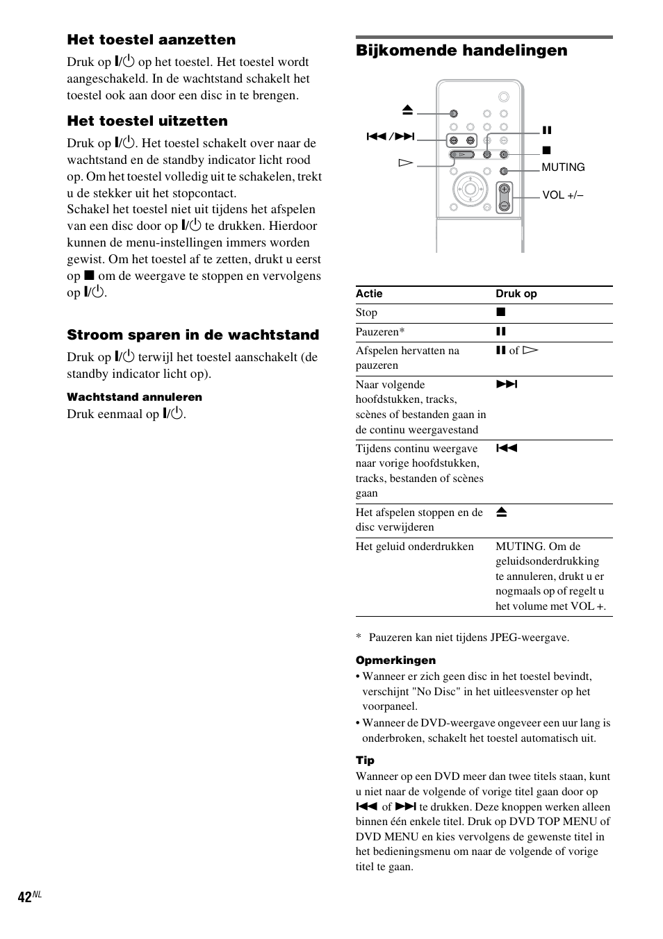 Bijkomende handelingen | Sony DAV-LF1 User Manual | Page 42 / 488