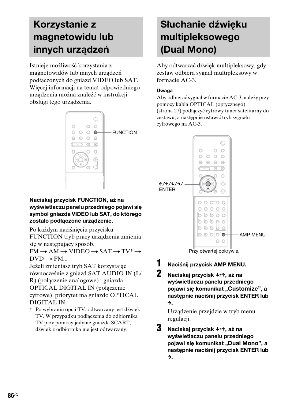 Korzystanie z magnetowidu lub innych urządzeń, Słuchanie dźwięku multipleksowego (dual mono), Korzystanie z magnetowidu lub innych | Urządzeń, Słuchanie dźwięku multipleksowego, Dual mono) | Sony DAV-LF1 User Manual | Page 444 / 488