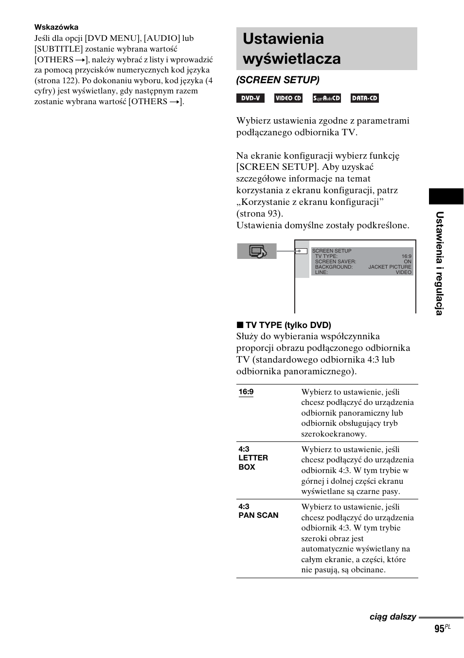 Ustawienia wyświetlacza, Screen setup) | Sony DAV-LF1 User Manual | Page 453 / 488