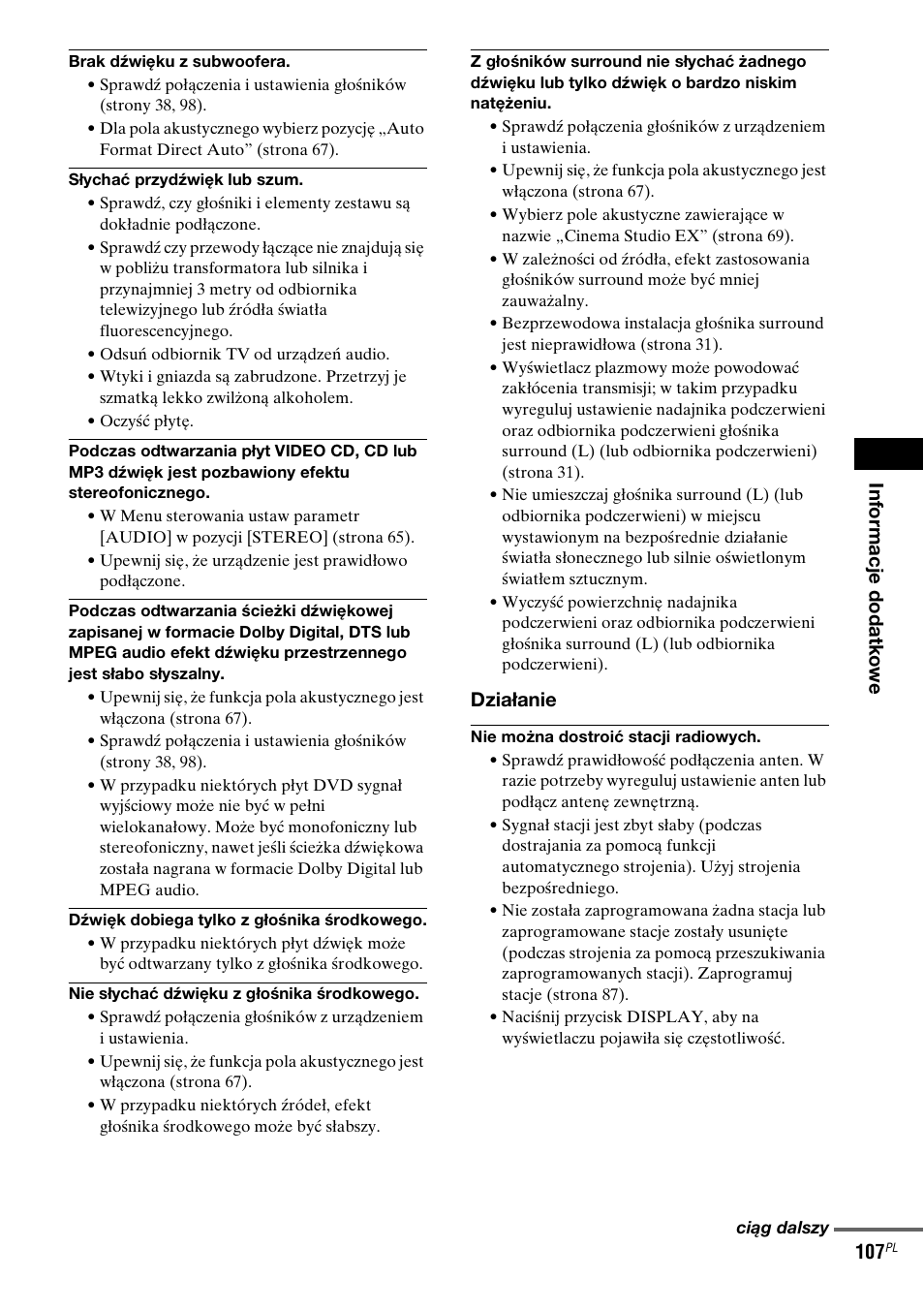 Działanie | Sony DAV-LF1 User Manual | Page 465 / 488