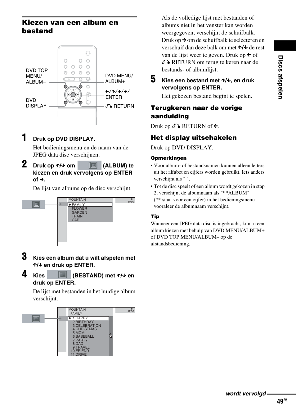 Kiezen van een album en bestand | Sony DAV-LF1 User Manual | Page 49 / 488