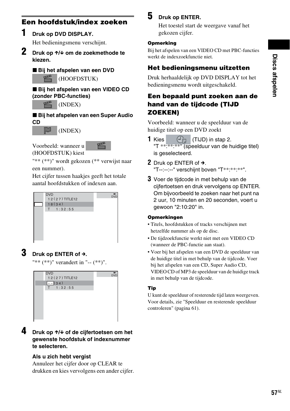 Een hoofdstuk/index zoeken | Sony DAV-LF1 User Manual | Page 57 / 488