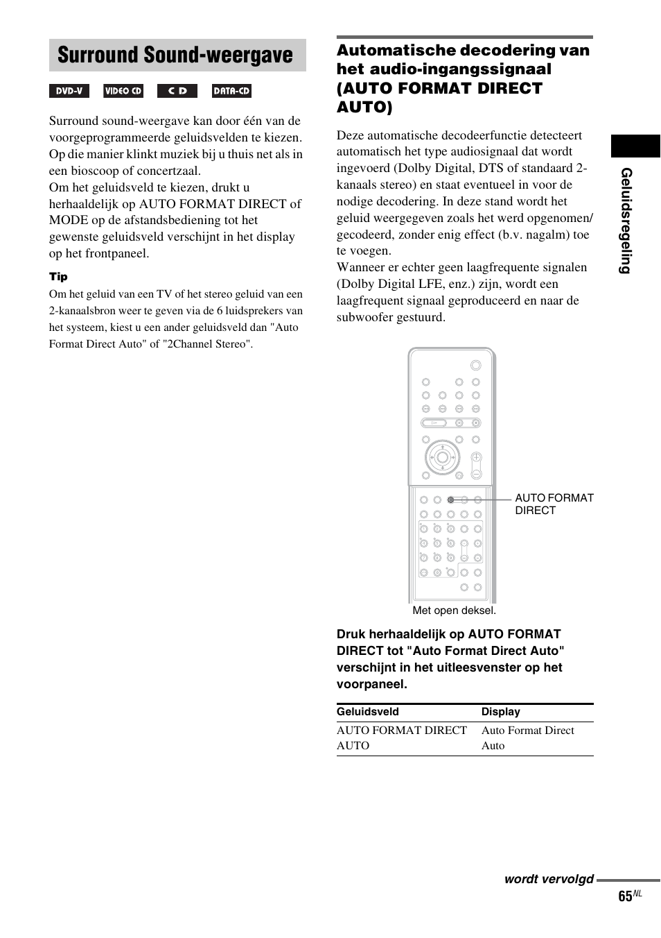 Surround sound-weergave | Sony DAV-LF1 User Manual | Page 65 / 488