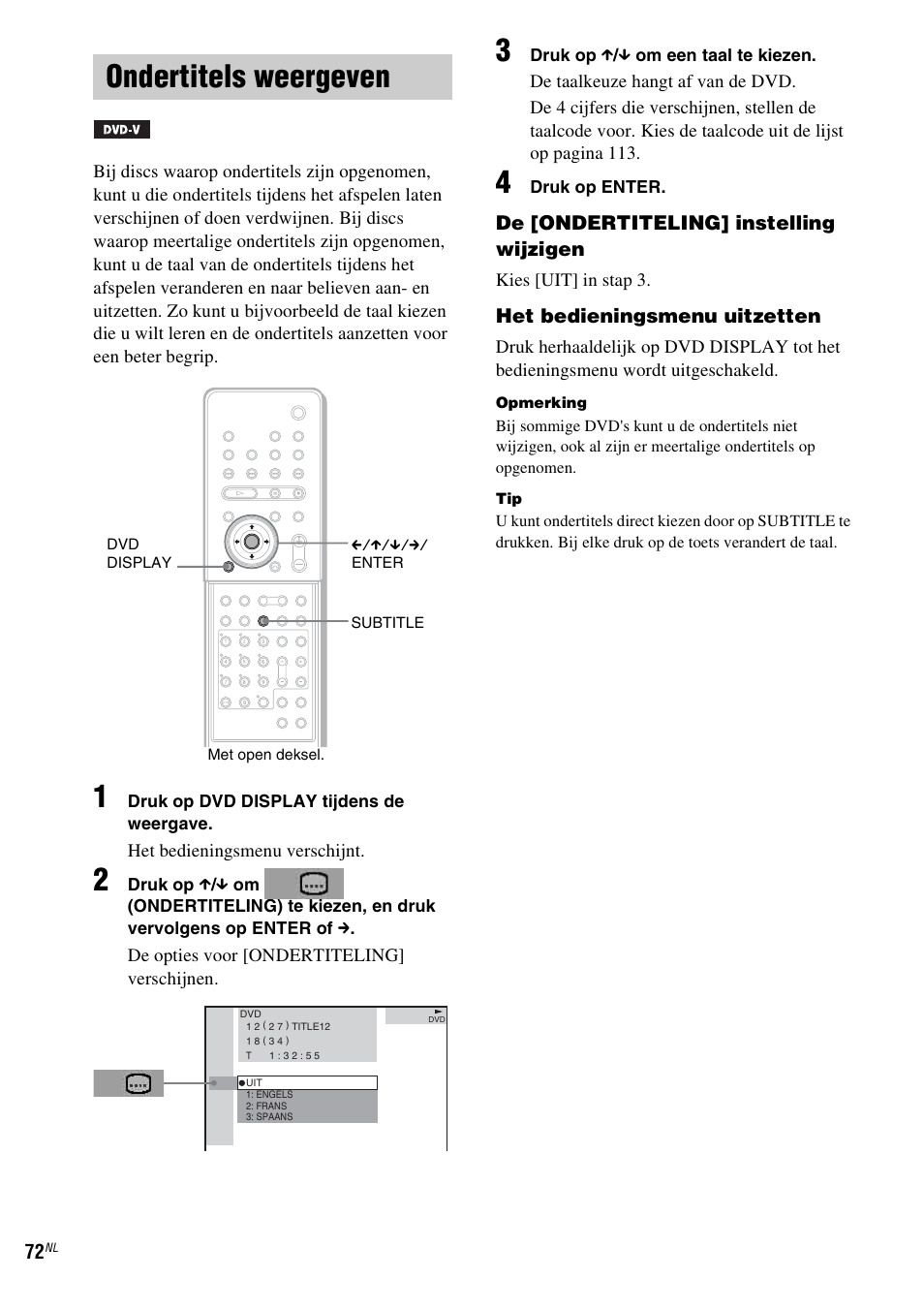 Ondertitels weergeven | Sony DAV-LF1 User Manual | Page 72 / 488