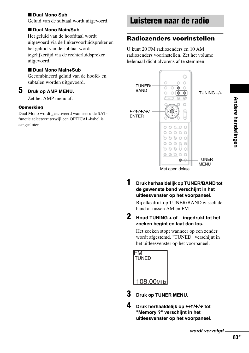 Luisteren naar de radio | Sony DAV-LF1 User Manual | Page 83 / 488