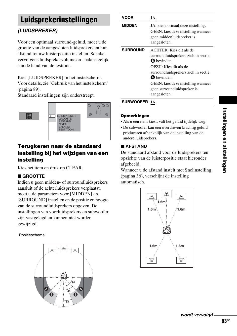 Luidsprekerinstellingen, Luidspreker) | Sony DAV-LF1 User Manual | Page 93 / 488