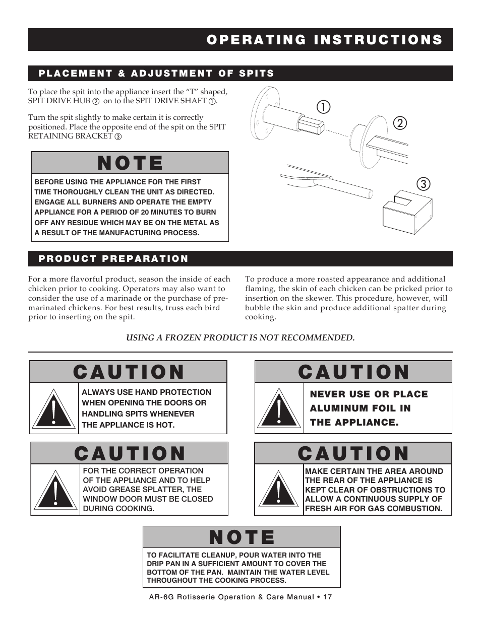 N o t e, Ca b | Alto-Shaam AR-6G User Manual | Page 19 / 34