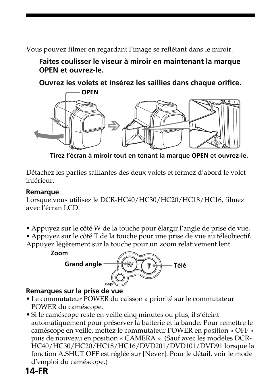 Prise de vue avec l’écran lcd | Sony SPK-HC User Manual | Page 36 / 292