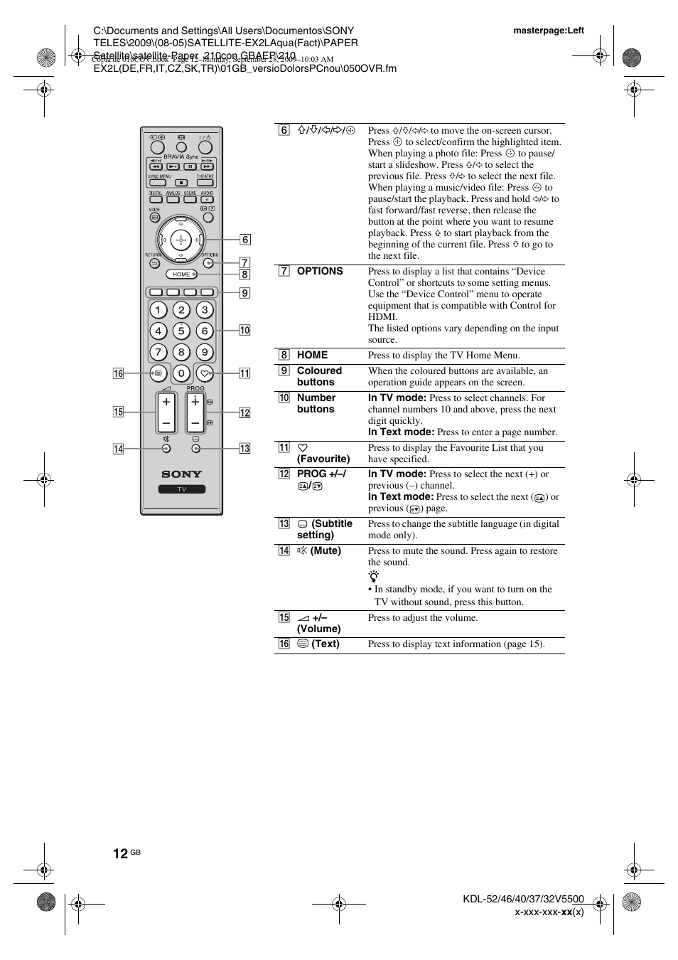 Sony KDL-37W5810 User Manual | Page 12 / 186