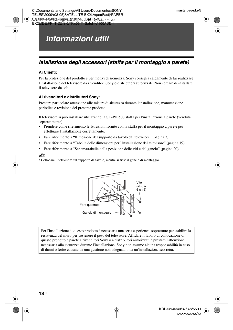 Informazioni utili, Ai clienti, Ai rivenditori e distributori sony | Sony KDL-37W5810 User Manual | Page 122 / 186