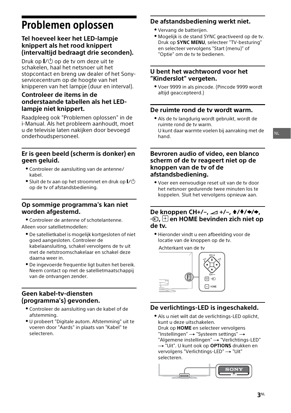 Problemen oplossen | Sony KDL-42W805A User Manual | Page 15 / 92