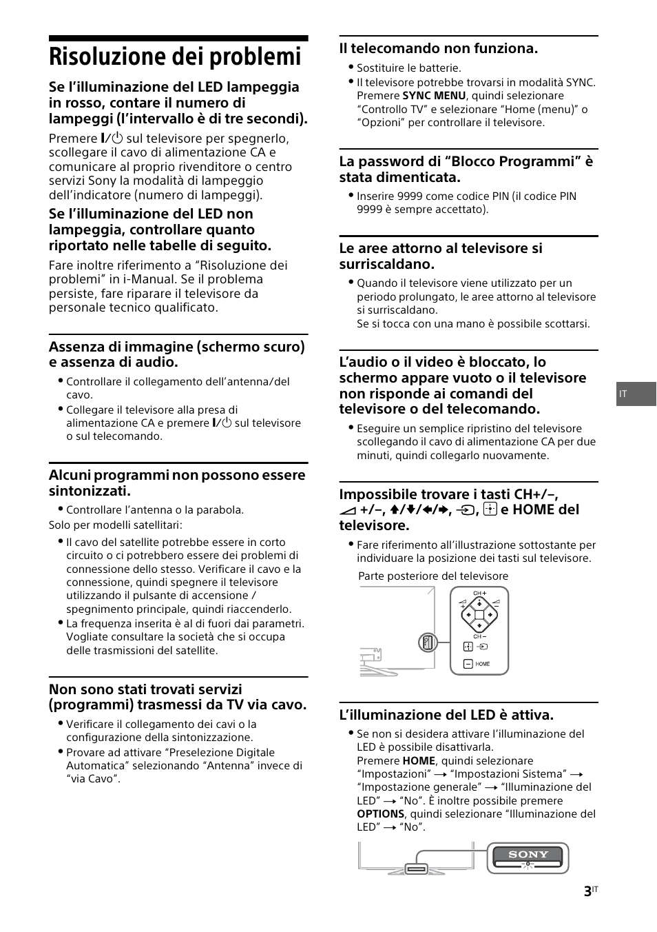 Risoluzione dei problemi | Sony KDL-42W805A User Manual | Page 27 / 92