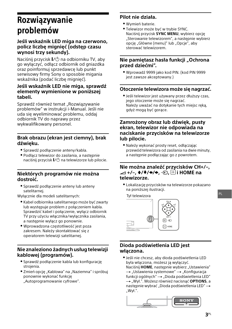 Rozwiązywanie problemów | Sony KDL-42W805A User Manual | Page 49 / 92