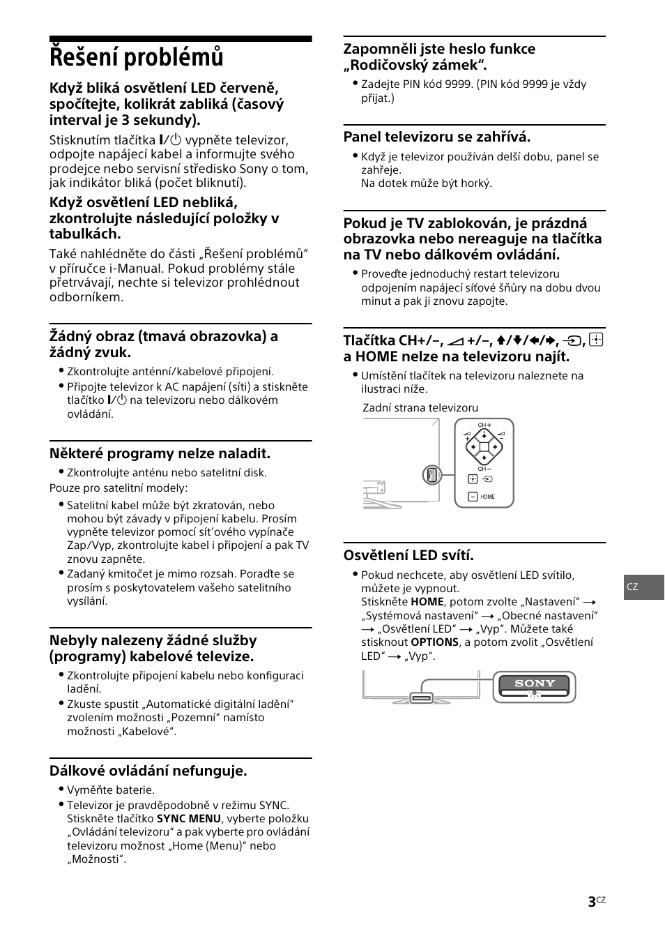 Řešení problémů | Sony KDL-42W805A User Manual | Page 53 / 92