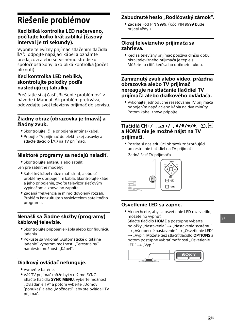 Riešenie problémov | Sony KDL-42W805A User Manual | Page 57 / 92
