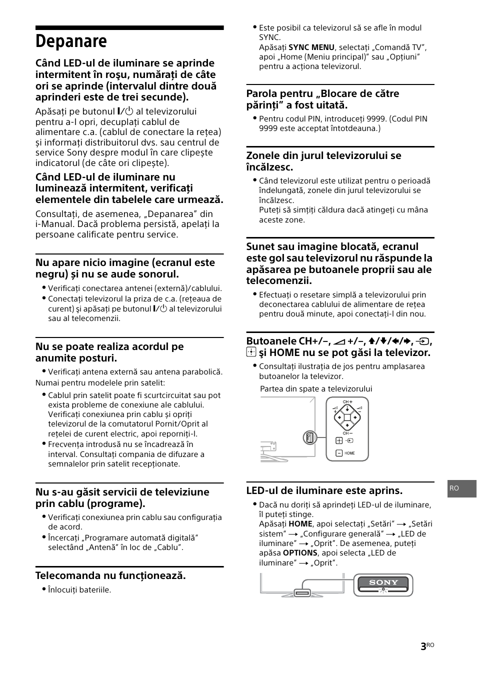 Depanare | Sony KDL-42W805A User Manual | Page 65 / 92