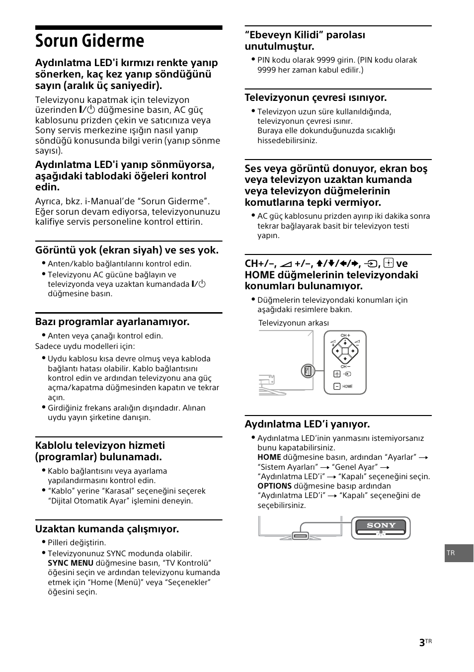 Sorun giderme | Sony KDL-42W805A User Manual | Page 79 / 92