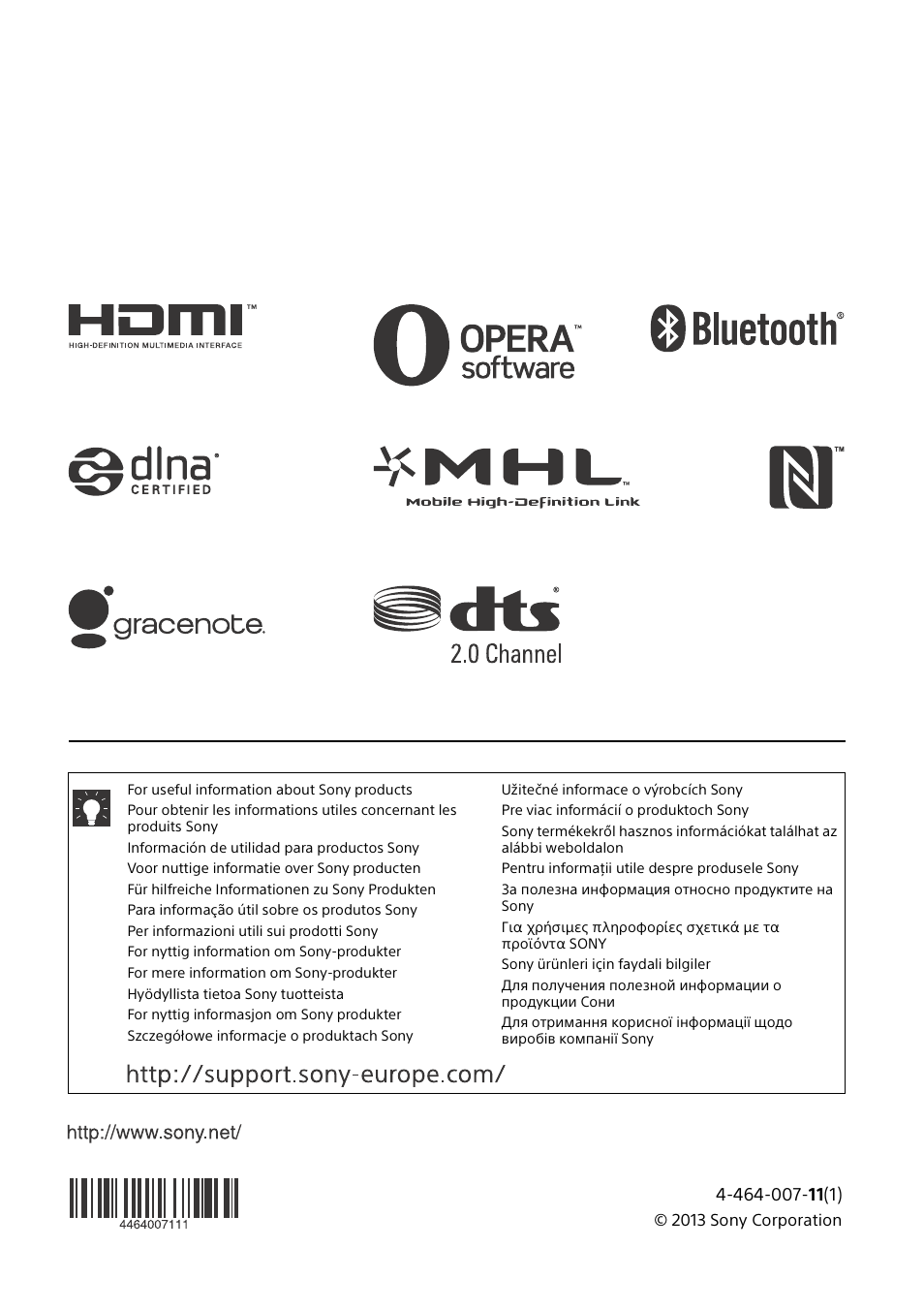 Sony KDL-42W805A User Manual | Page 92 / 92