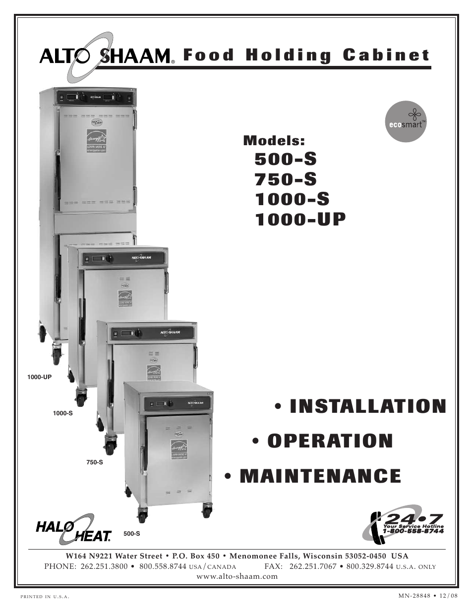 Alto-Shaam 1000-S User Manual | 45 pages