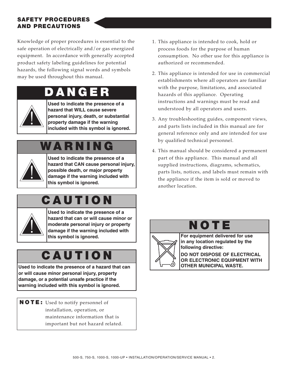 N o t e | Alto-Shaam 1000-S User Manual | Page 3 / 45