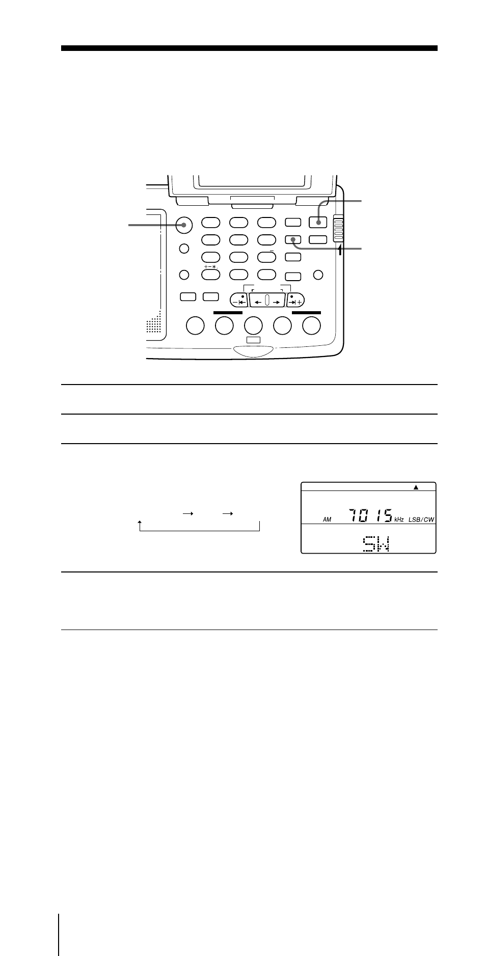 Ssb- en cw-uitzendingen ontvangen, Afstelling voor optimale am-ontvangst, Druk op power on/off om de radio aan te zetten | Druk op fm/am en kies am, Druk op ssb om usb of lsb/cw te kiezen, Stem af op de gewenste zender, Luisteren naar de radio, Power on/off ssb fm/am | Sony ICF-SW07 User Manual | Page 80 / 252