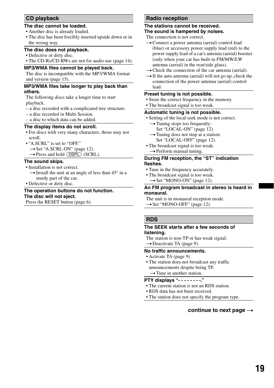 Sony CDX-GT383A User Manual | Page 19 / 104