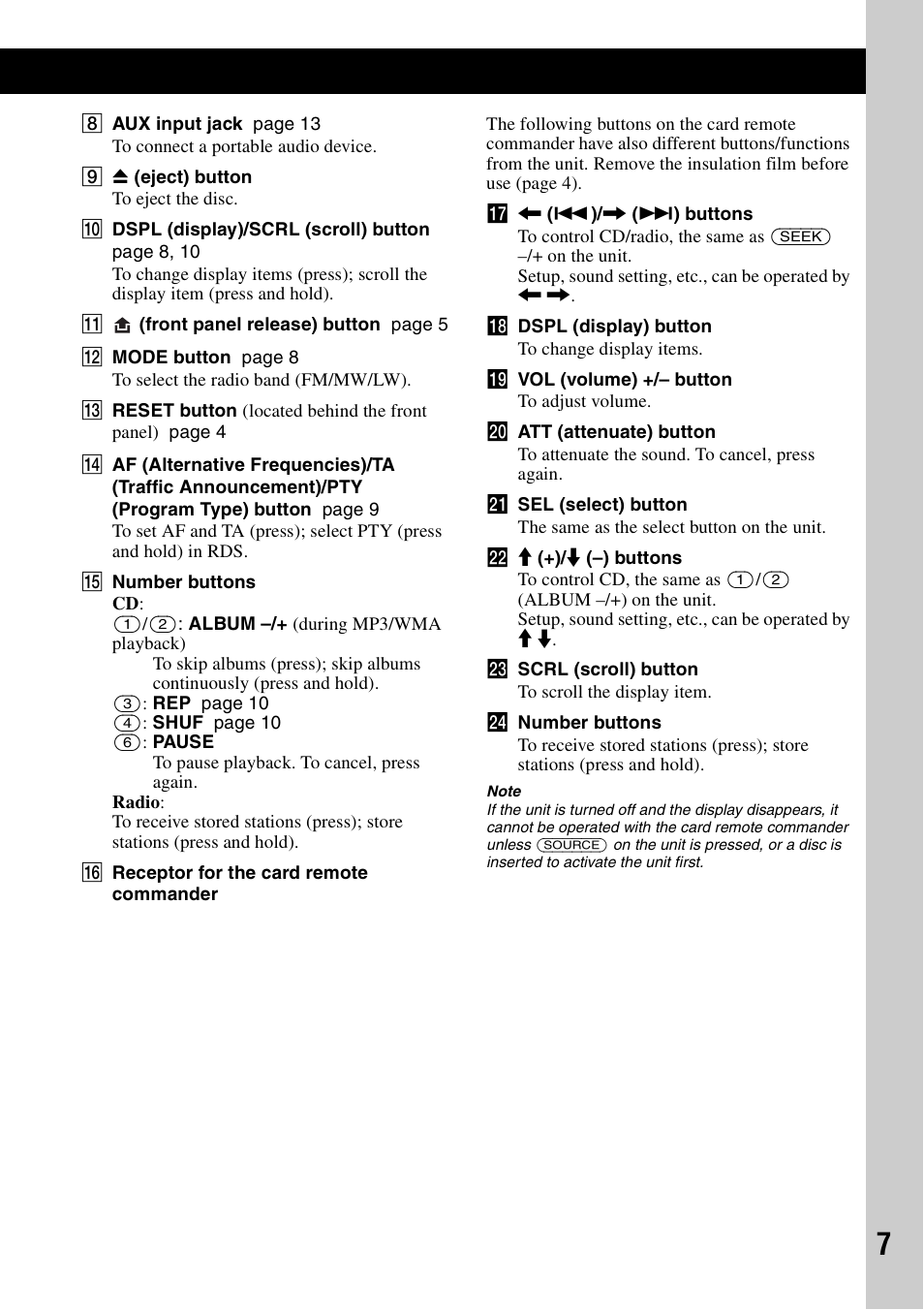 Sony CDX-GT383A User Manual | Page 7 / 104