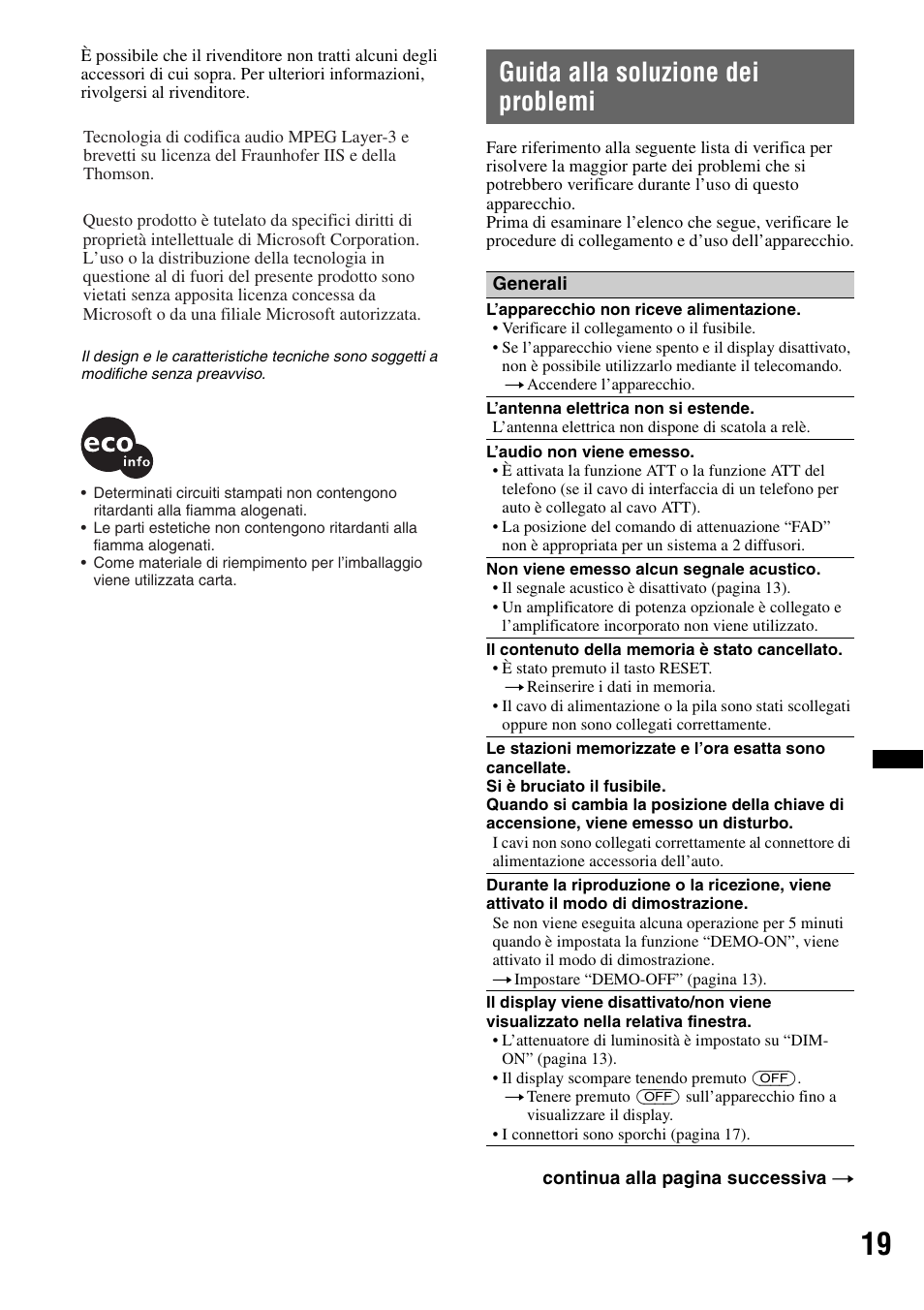 Guida alla soluzione dei problemi | Sony CDX-GT383A User Manual | Page 79 / 104
