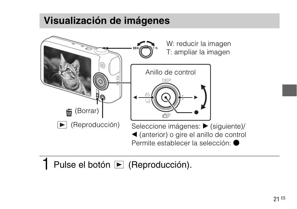 Visualización de imágenes, Pulse el botón (reproducción) | Sony DSC-WX220 User Manual | Page 123 / 499