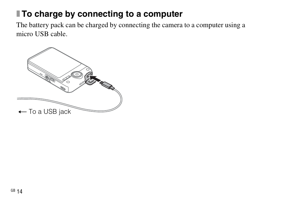 Xto charge by connecting to a computer | Sony DSC-WX220 User Manual | Page 14 / 499