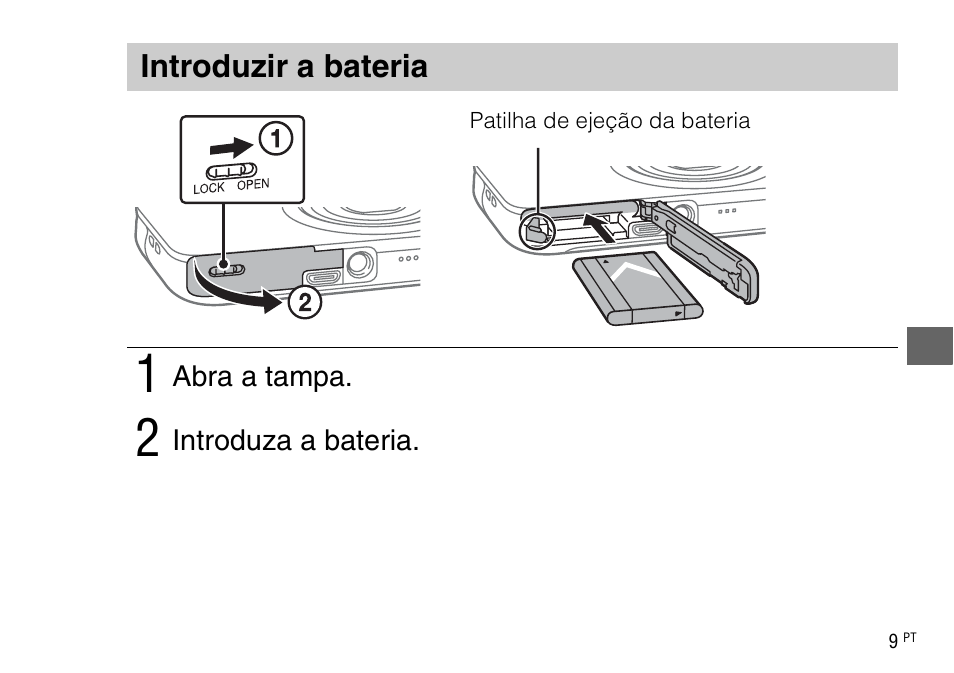 Introduzir a bateria | Sony DSC-WX220 User Manual | Page 145 / 499