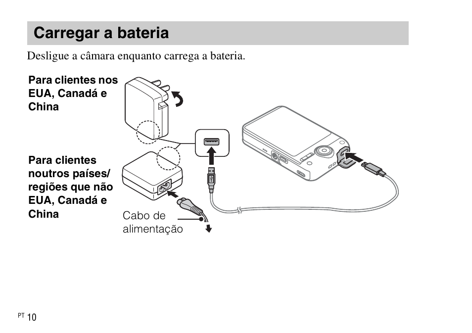 Carregar a bateria | Sony DSC-WX220 User Manual | Page 146 / 499