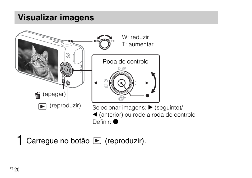 Visualizar imagens, Carregue no botão (reproduzir) | Sony DSC-WX220 User Manual | Page 156 / 499