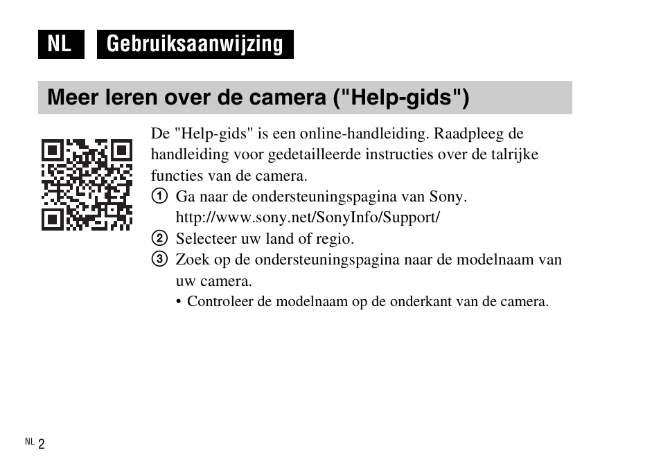 Nederlands, Meer leren over de camera ("help-gids") | Sony DSC-WX220 User Manual | Page 204 / 499