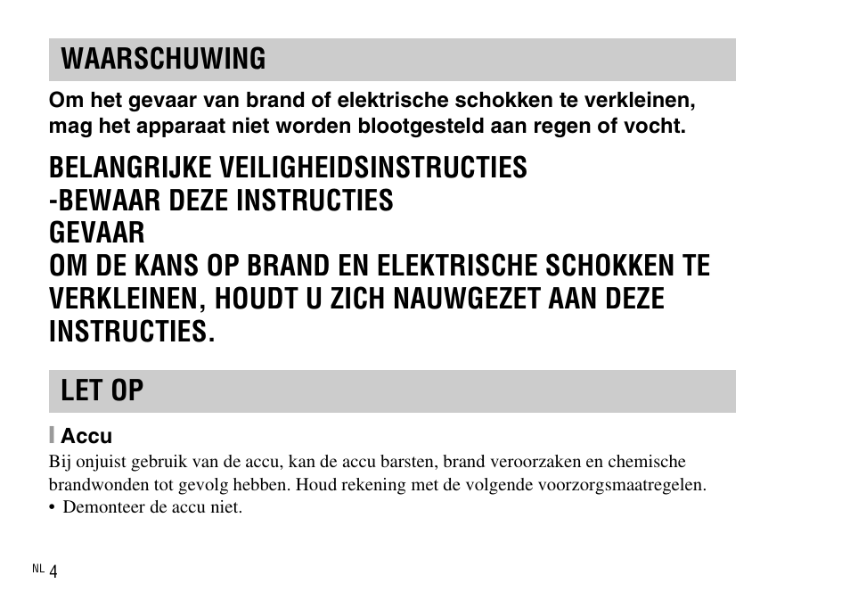 Waarschuwing let op | Sony DSC-WX220 User Manual | Page 206 / 499