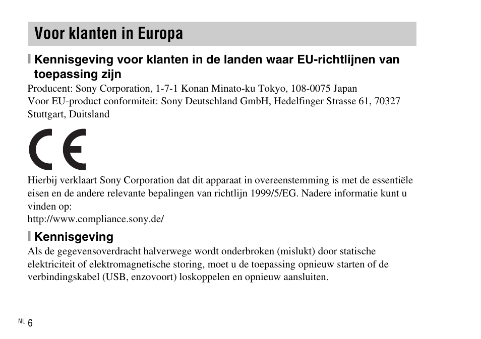 Voor klanten in europa | Sony DSC-WX220 User Manual | Page 208 / 499