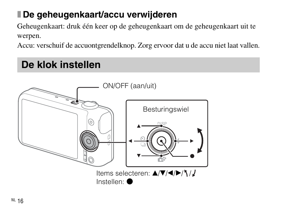 De klok instellen, Xde geheugenkaart/accu verwijderen | Sony DSC-WX220 User Manual | Page 218 / 499