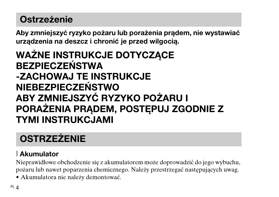 Ostrzeżenie ostrzeżenie | Sony DSC-WX220 User Manual | Page 238 / 499