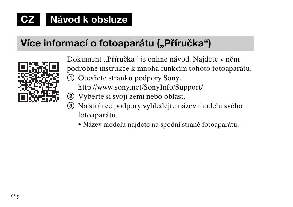 Česky, Více informací o fotoaparátu („příručka“) | Sony DSC-WX220 User Manual | Page 268 / 499