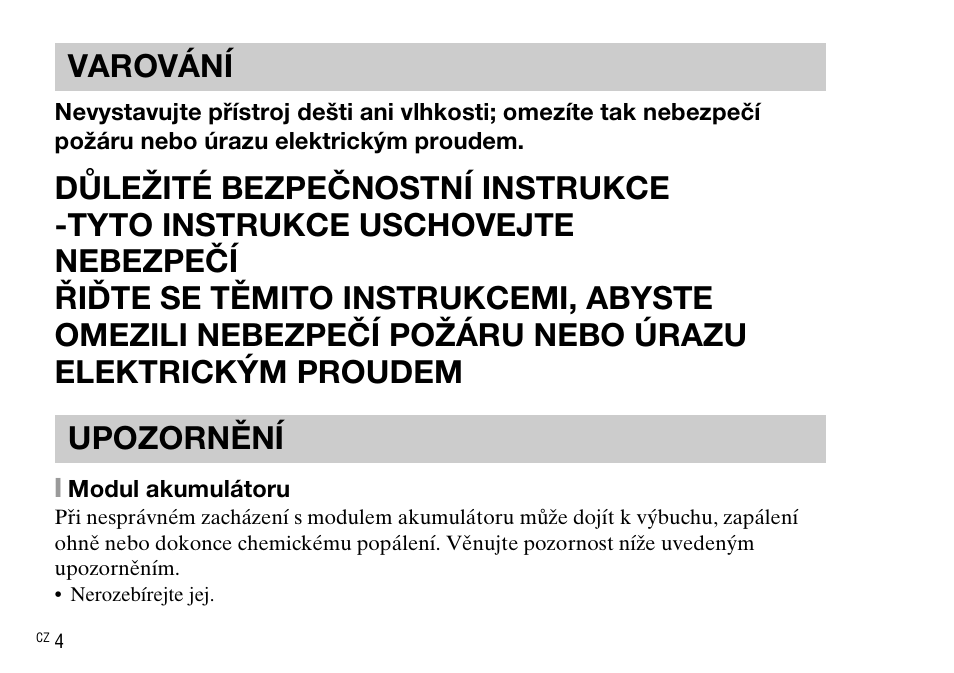 Varování upozornění | Sony DSC-WX220 User Manual | Page 270 / 499